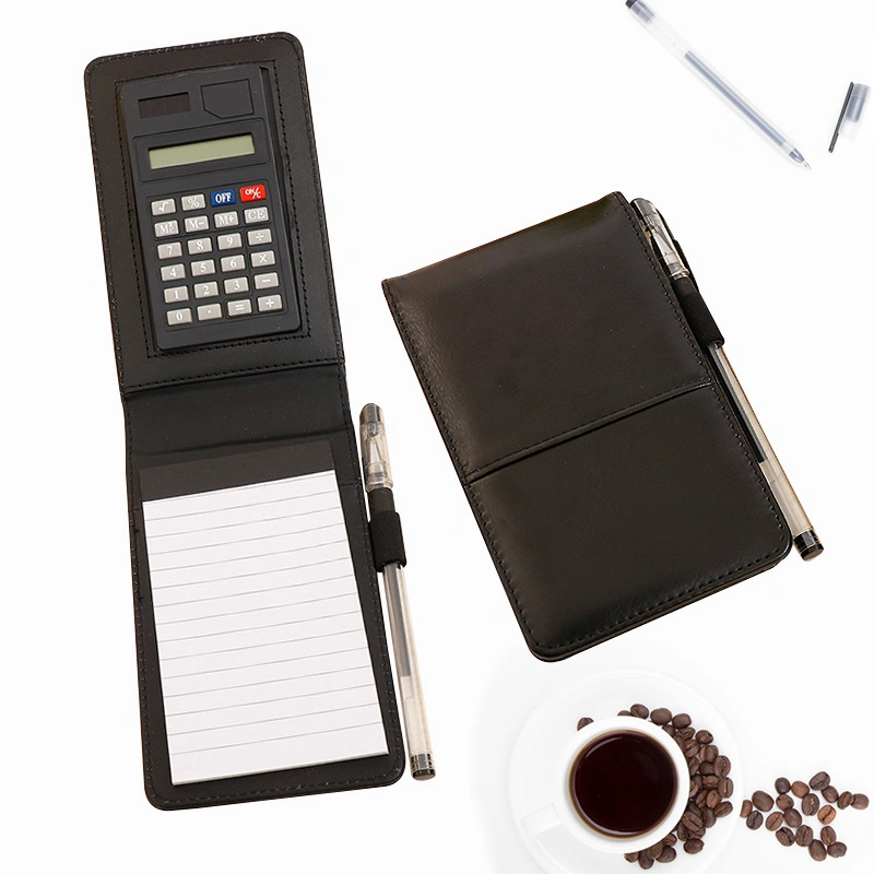 Business PU Mini portátil con calculadora y el lápiz óptico en la caja de regalo para la promoción