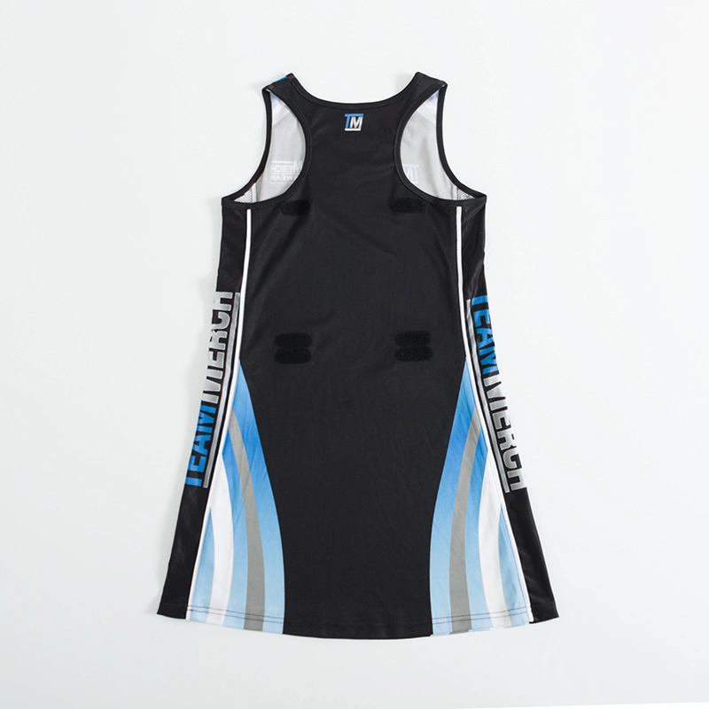 Fille Design Full Sublimation Sportswear en polyester bon marché Équipe personnalisée Porter Maillot de netball Robe sans manches Vêtements de sport Tank