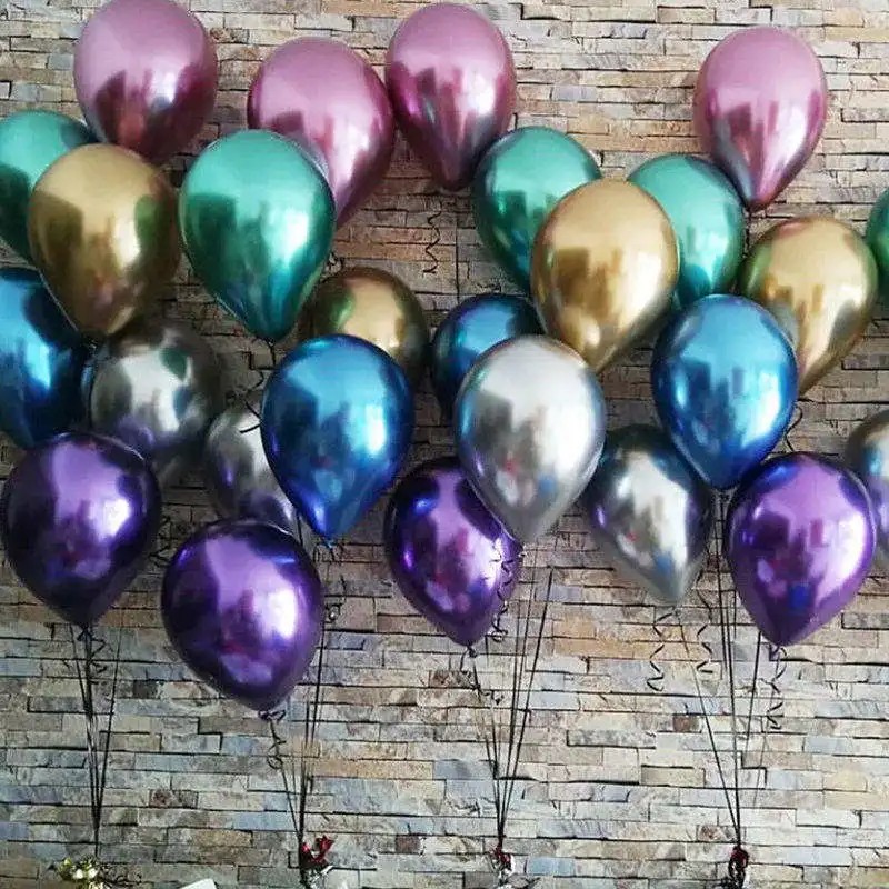 Atacado Balões de 12 polegadas parte fornece decorações Chrome Balloons set Balão de Latex espessado