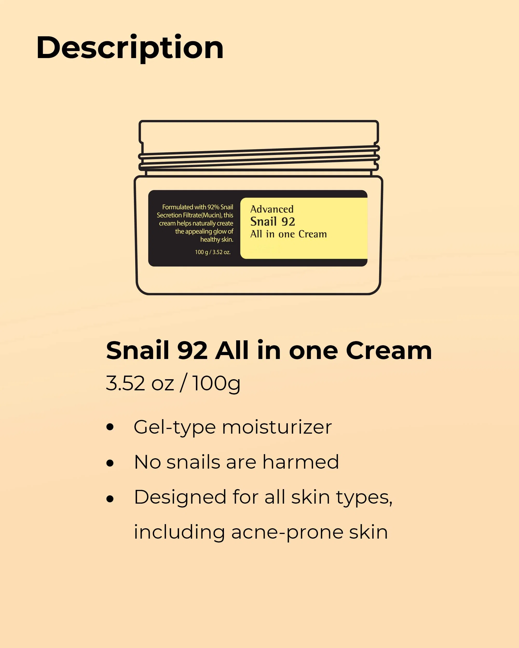 Beauty Cosmetics Skin Care Moisturizer Repair Skin Snail Face Cream Cosmetics