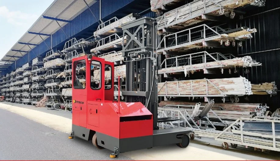 2023 Factory Sales 3.0 Ton Multi-Directional Electric Forklift Truck with Battery Operation Reach Truck Side Loader Stacker Electric Pallet Truck Reach Forklift