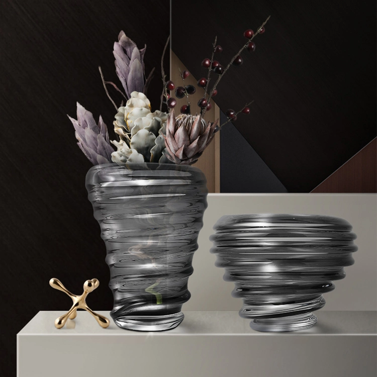 Contemporary Cheap Table Decor Flower Pot Hotel Decoration Blown Glass Vases Suppliers