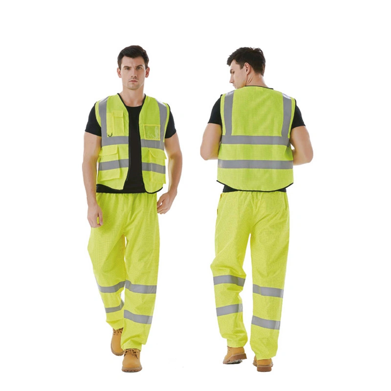 High Visibility Zipper Front Safety Vest with Reflective Strips Hi Vis Vest Meets ANSI/Isea Standard