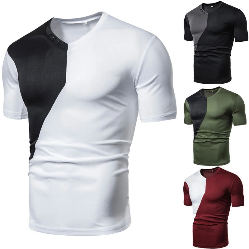 Fábrica personalizada - Made Men′ S Casual T -Shirt Deportes Fitness Tight V -Neck Short T High -Quality Comfortable Male Short Mangas