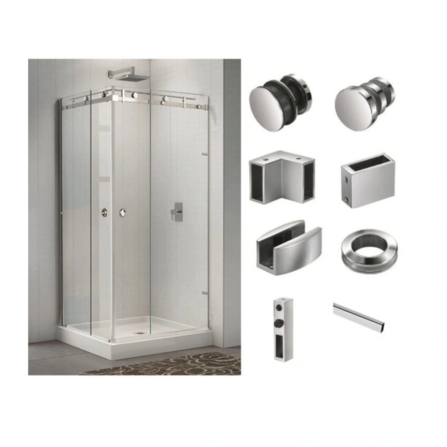 Accessoires de porte coulissante en verre pour douche à roulettes pour écran de douche coulissant sans cadre