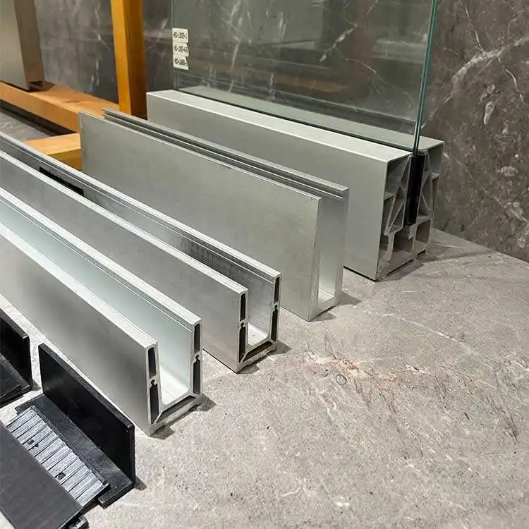 Frameless U Channel Aluminum Balcony Railing Balustrade Design Modern Glass Handrail Deck Base Shoe Patio Glass Railing
