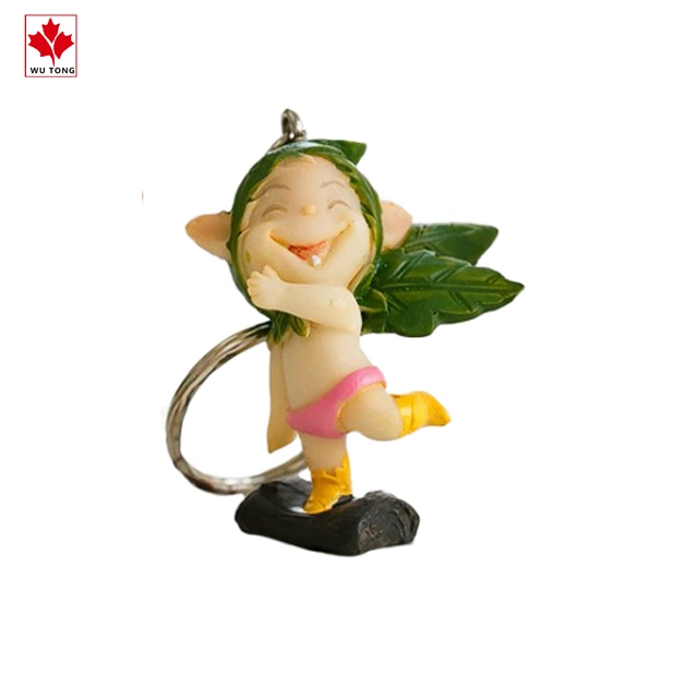 Vívida Figurine Crafts Resin Garden Fairy Figurine Keychain Promocional presentes