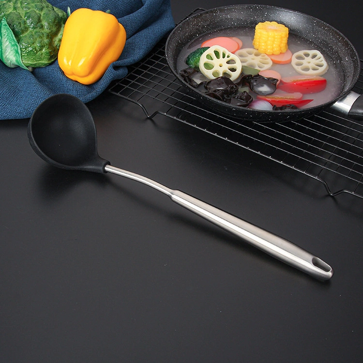 Household Ebony Kitchen Cooking Spatula with Stainless Steel Handle