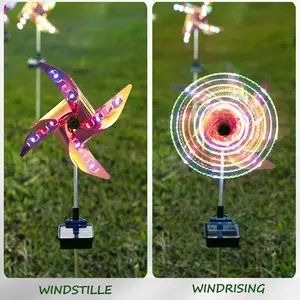 Solar Powered 2PCS 8 Modes Windmill Light Waterproof IP44 for Garden Path Decor Colorful Solar RGB LED Lamp Pinwheels Light