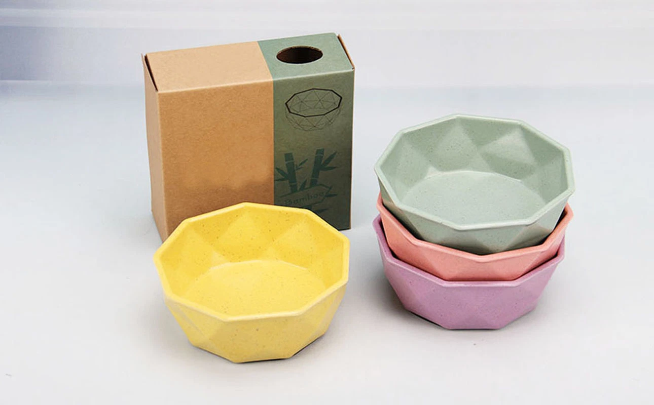 Eco-Friendly Pet Cat Dog Food Bowl with Non-Slip Eco Bamboo Fiber