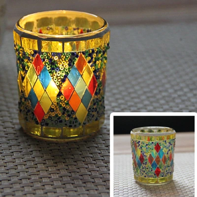 Mosaic Glass Candle Holder Table Decor Tealight Holder