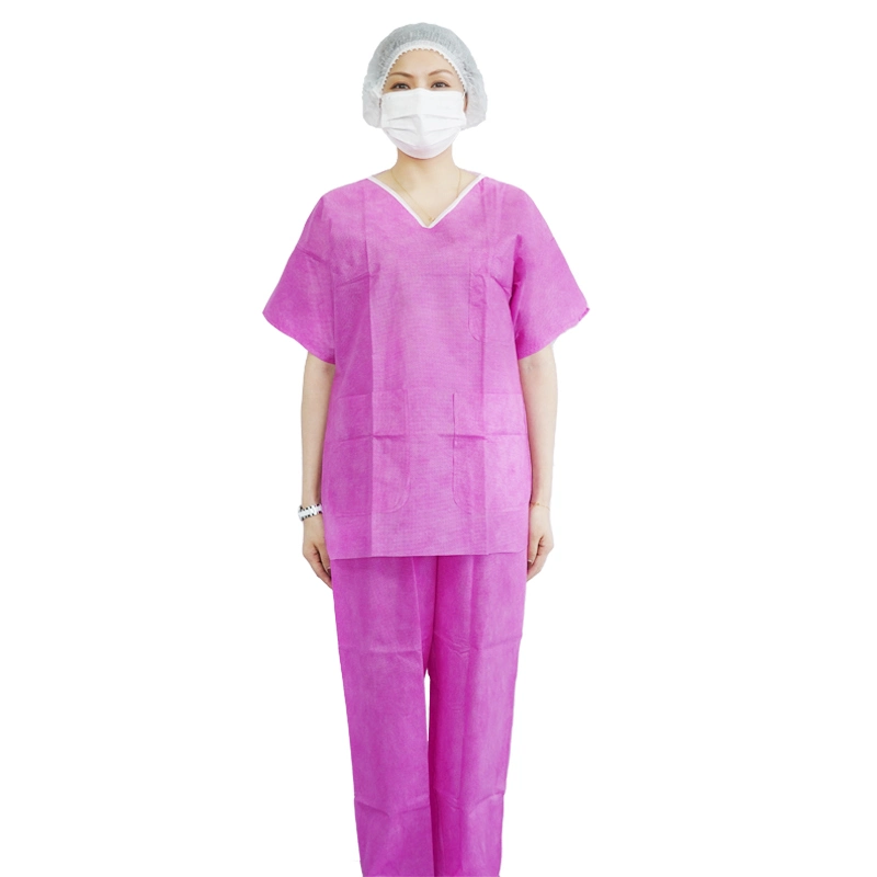 Disposable V Collar Hospital Medical Nursing Work Clothes PP Non-Woven Scrub Suit