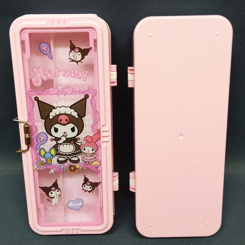 Ruunjoy New kawaii Sanrio acrylique Pencil case High Capacity Anime Melody Kuromi Figure boîte à crayons transparente papeterie boîte de rangement