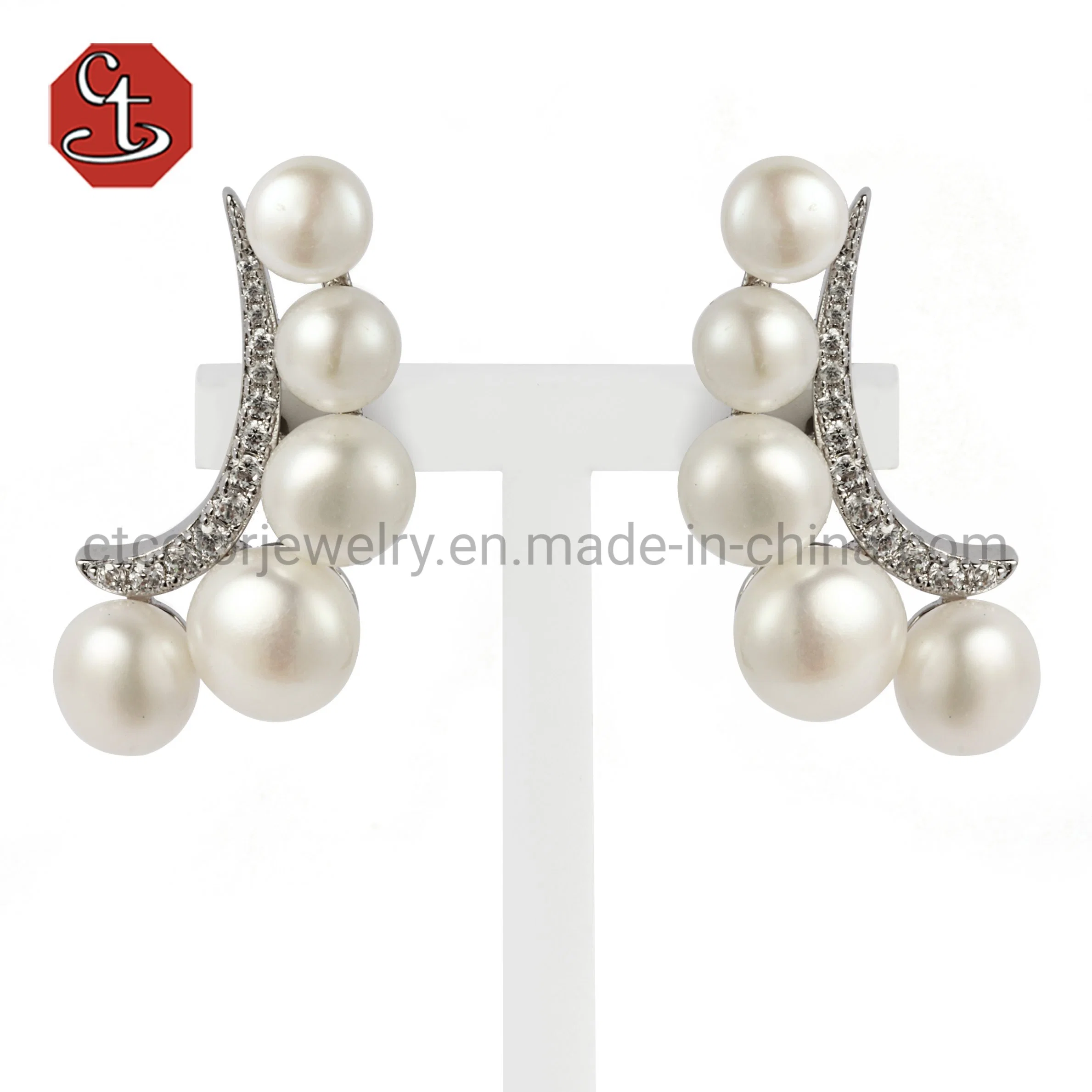 925 Sterling Silver or Brass Natural Pearl Stud Earrings Freshwater Pearl Jewelry