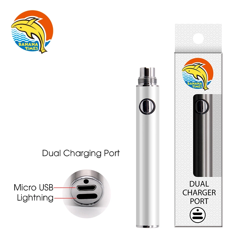 Wholesale Price Custom Packaging 650mAh 510 Thread Vape Pen Batteries UK 4.2V Adjust Voltage 510 Vape Battery with Dual USB Ports