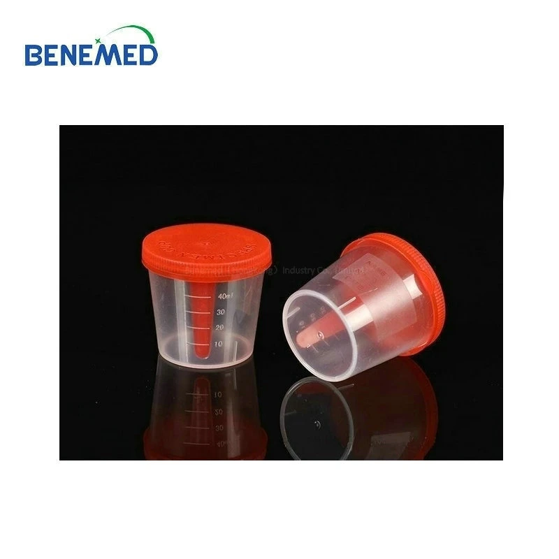 Graduated Plastic Disposable Stool Specimen Cup with Spoon 60ml