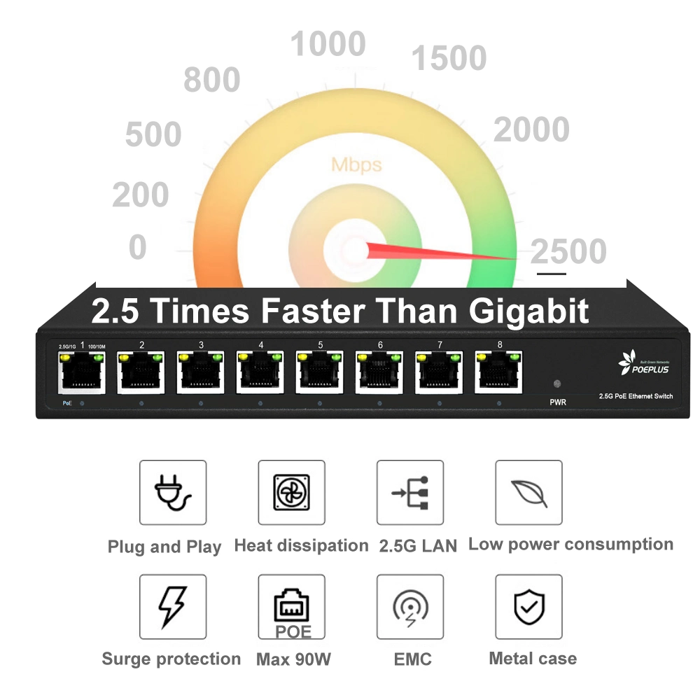 8 Port Full 2.5g Smart Web Managed Poe Switch 802.3at/Bt