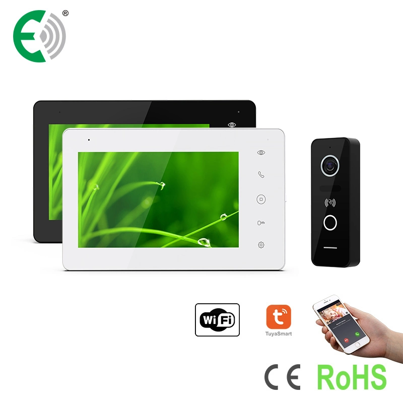 O UTP/IP Digital WiFi 7"Monitor de ecrã táctil Home Security Interfone de desbloqueio de cartão de suporte