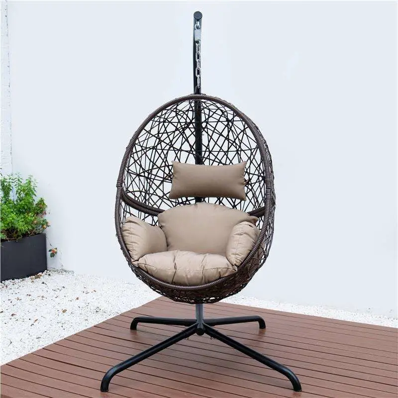 Columpios del patio moderno de mimbre Rattan silla silla Huevo Outdoor Indoor silla columpio colgantes con soporte