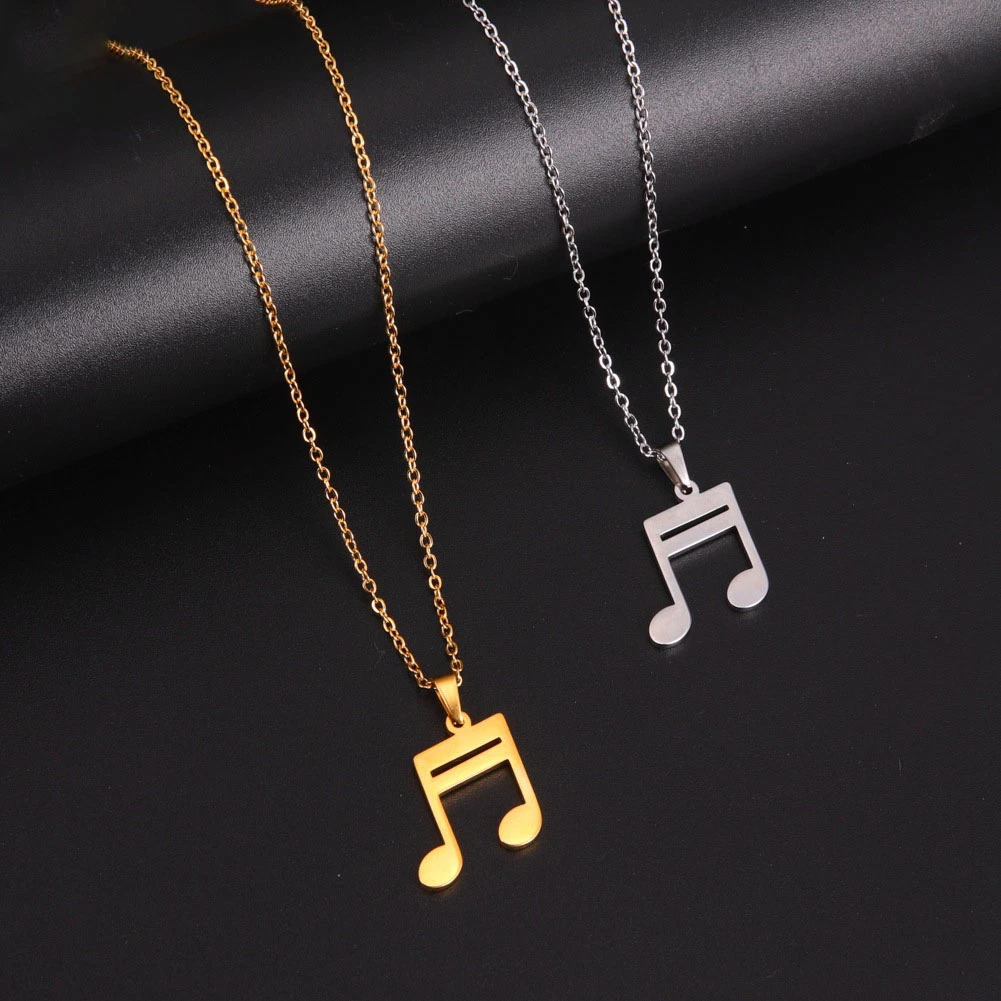 Women's Musical Note Necklace Stainless Steel 18K Gold Plated Music Note Jewelry Gifts for Women Music Note Pendant Necklace