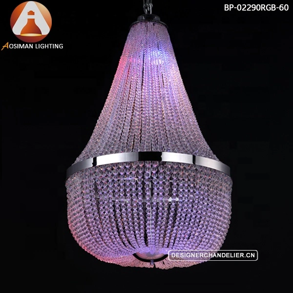 Clear Impero Crystal Ceiling with LED GU10 Bulb Mixed Color