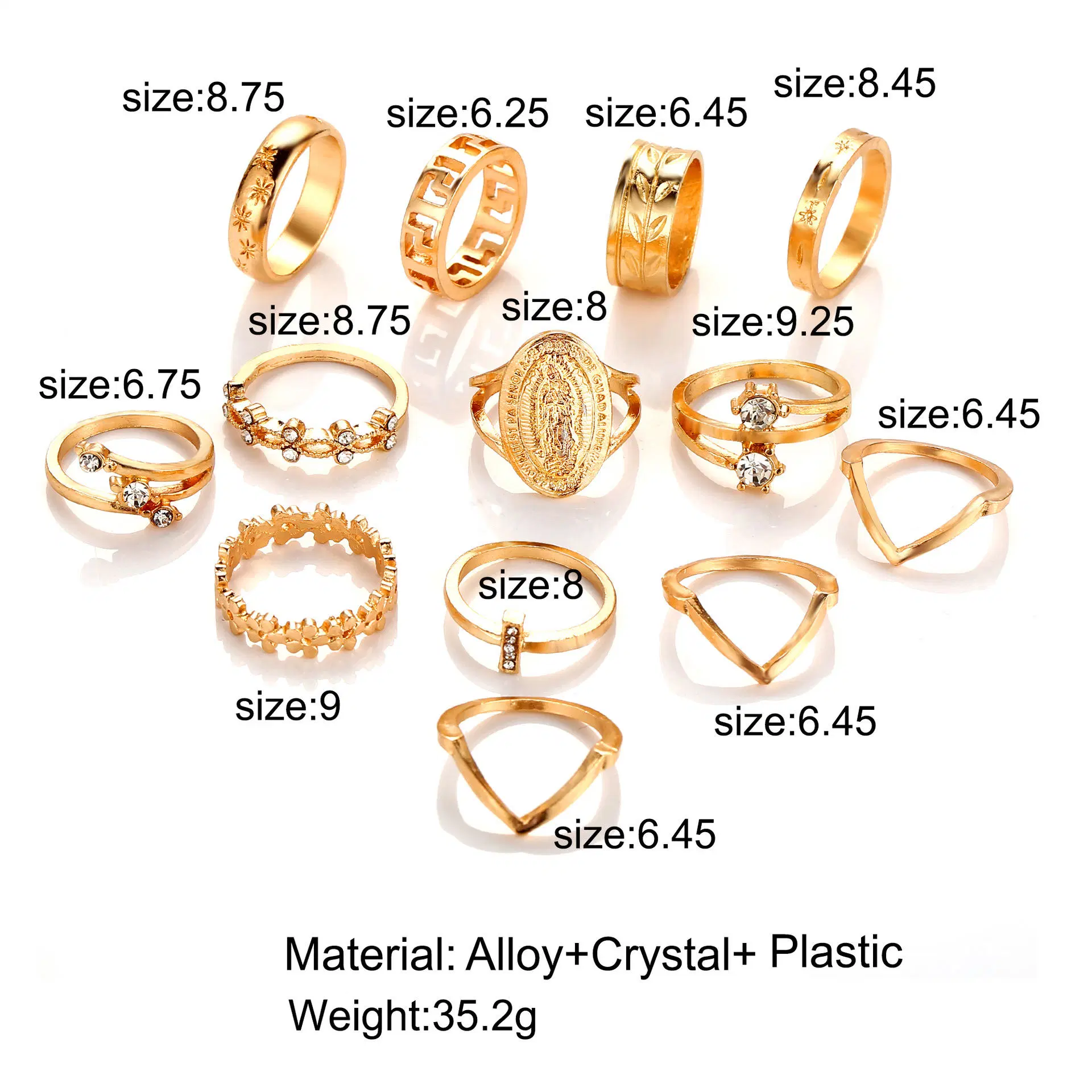 Fashion 13 PCS Set Ladies Rings Gold Finger Ring Set for Women Wholesale/Supplier