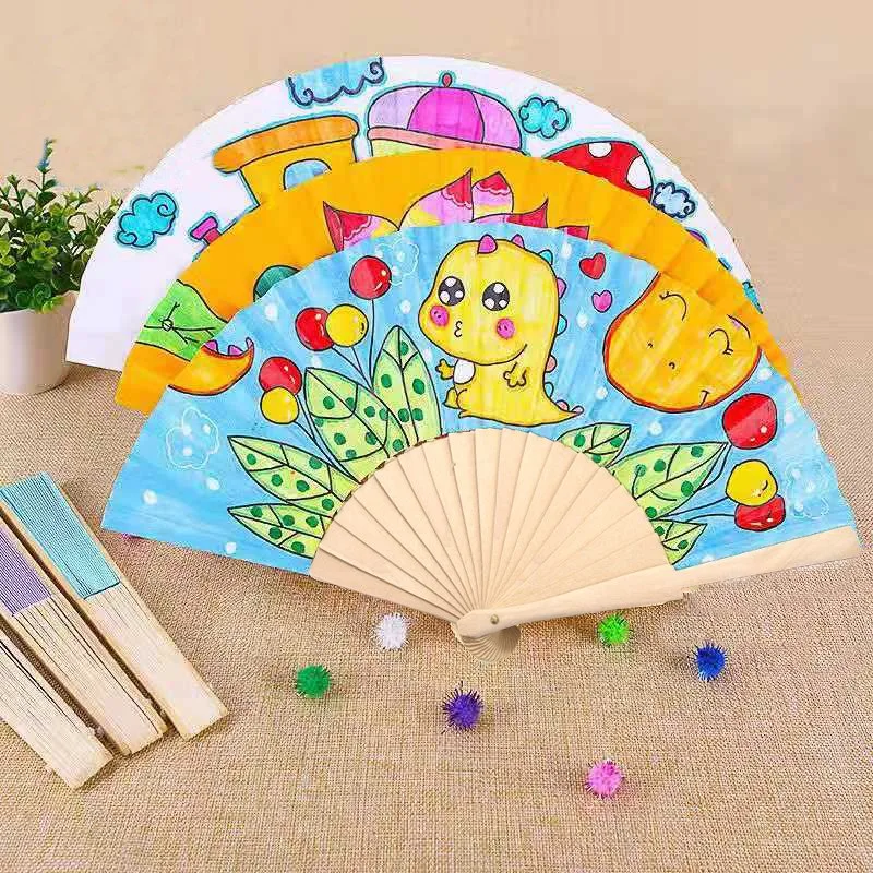 Hand Fan Factory Wholesale Wooden/Plastic Hand Fans Custom DIY Hand Fan for Kids