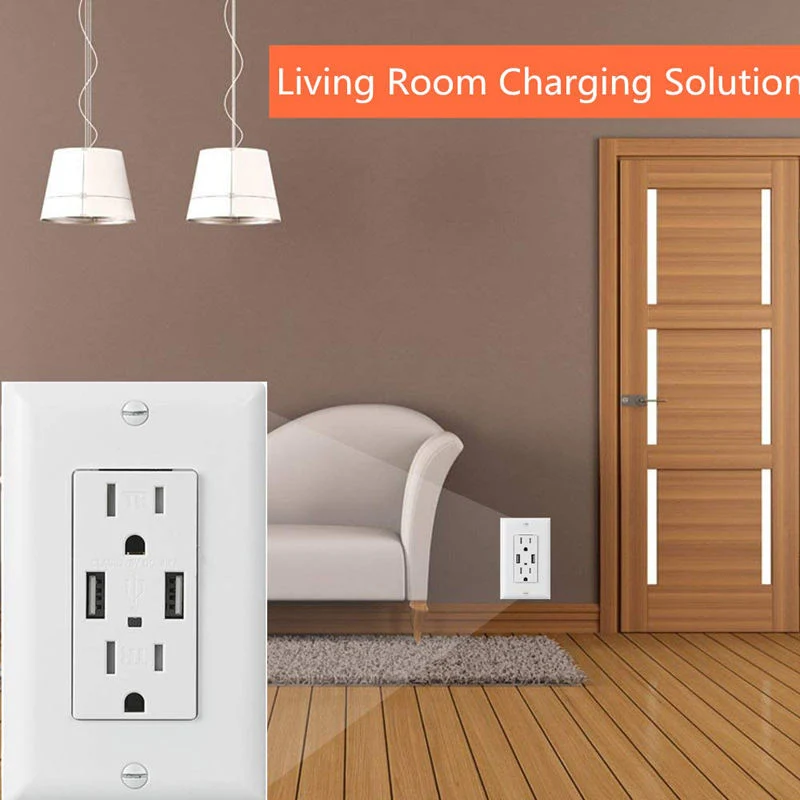 Electrical Outlet Receptacle Dual USB Charger USB Wall Socket