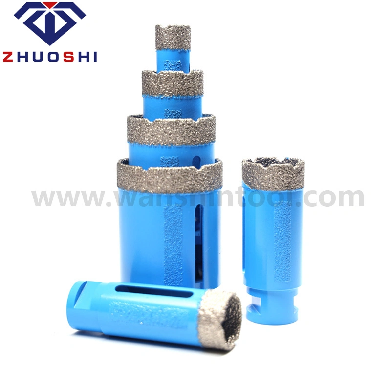Vacuum Brazed Diamond Cutting Hand Tool Tile Core Drill Bit with Protective Diamond Stripes for Porcelain Ceramic M14