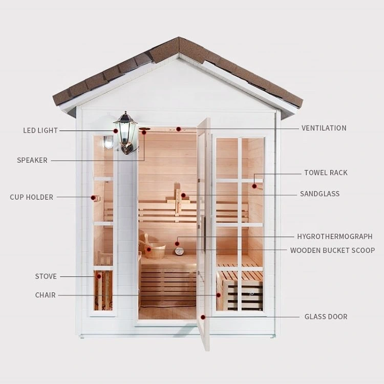 Sala de sauna de infrarrojos lejanos con vapor seco interior ecológica