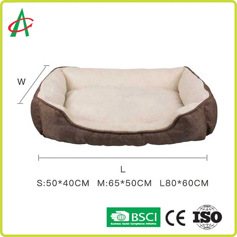 Rectangle Washable Fur Soft Pet Bed with Anti-Slip Bottom for Dog and Cat