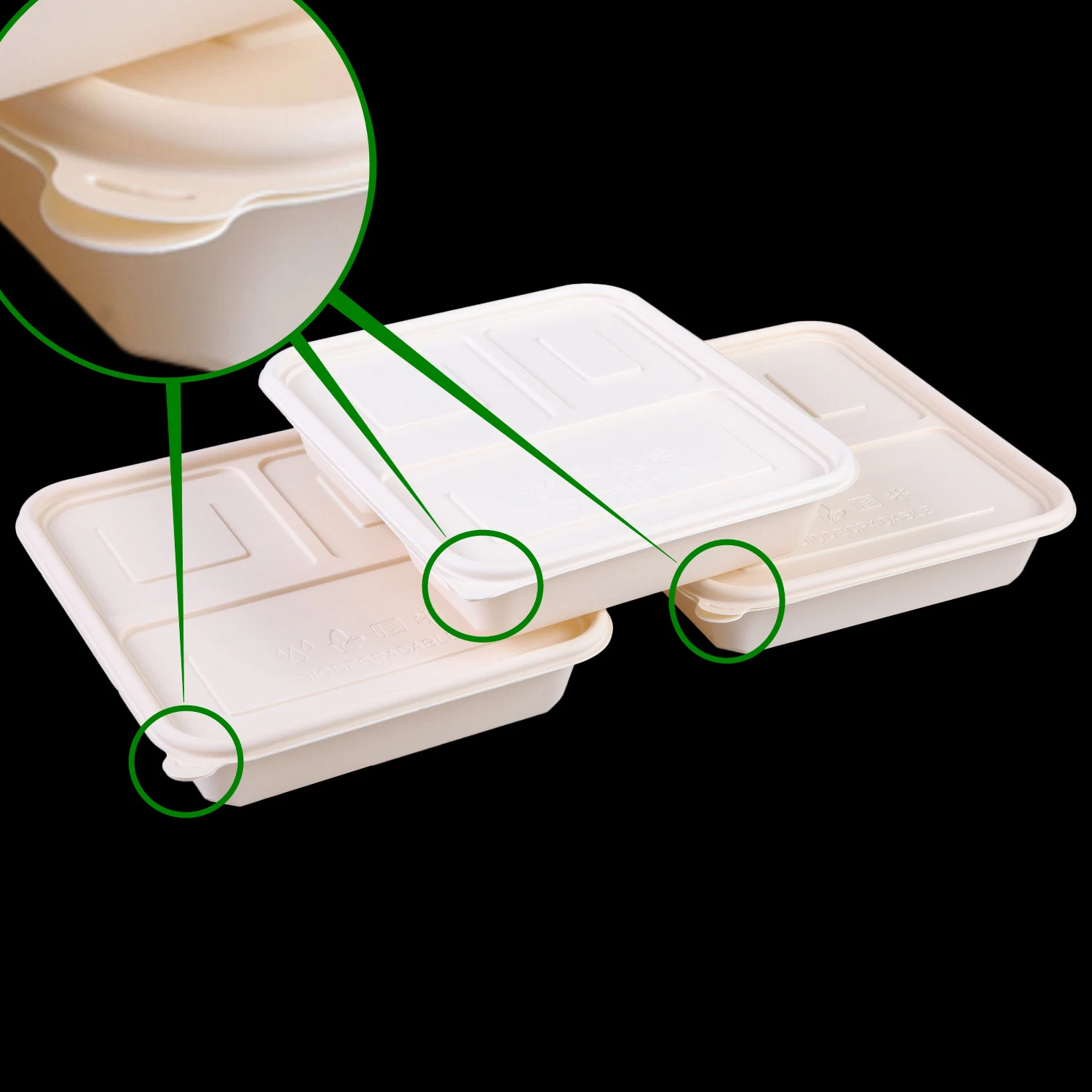 Compartimentos recipiente descartável biodegradável recipiente de alimentos chapa de amido de milho por grosso para variedade Ocasião