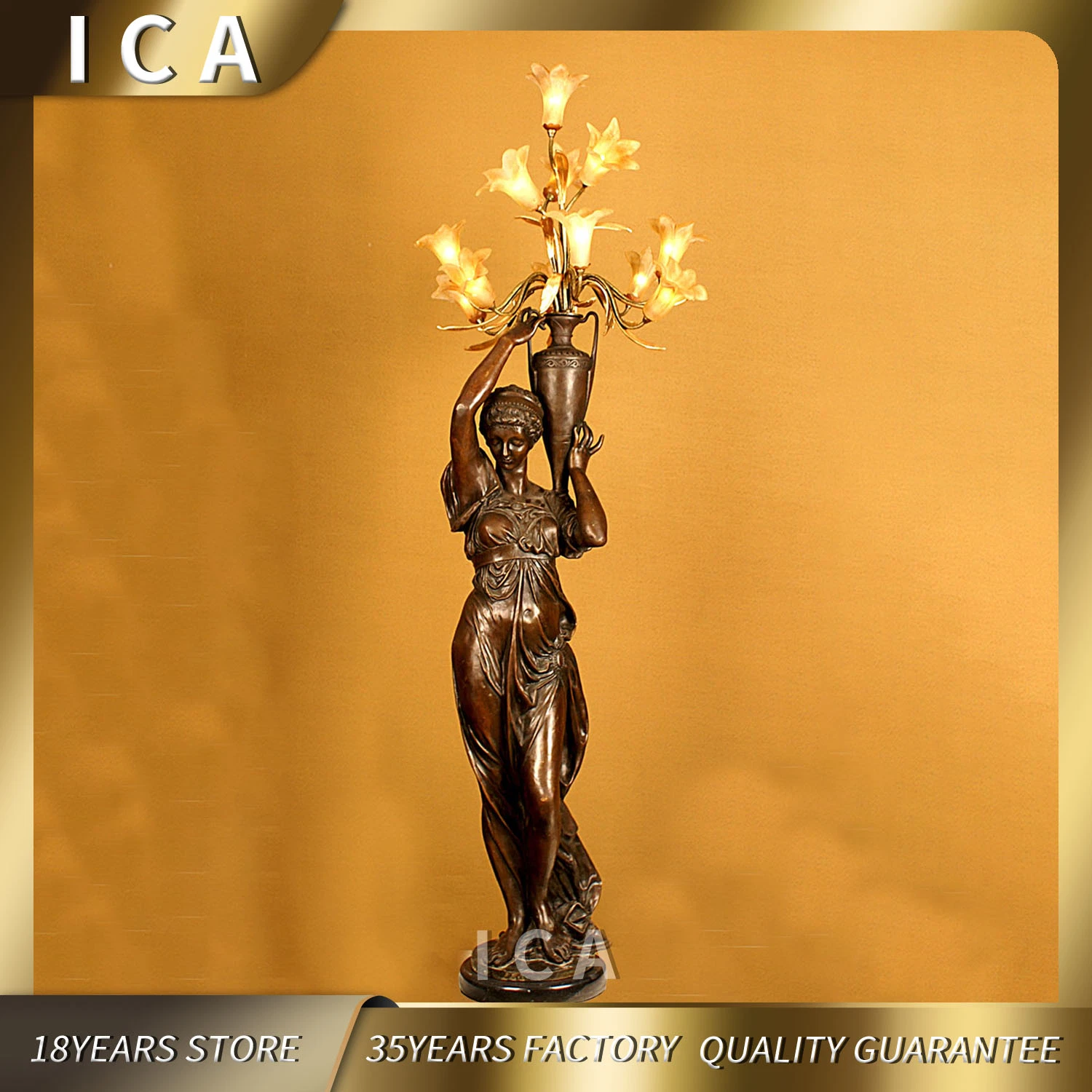 Bronze Mix Gold Color with Lady Statue Floor Lamp