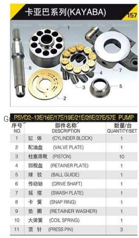 KYB Hydraulische Pumpe Wiederaufbau Kits Zubehör für Kayaba Psv2-60t Psv2-66T