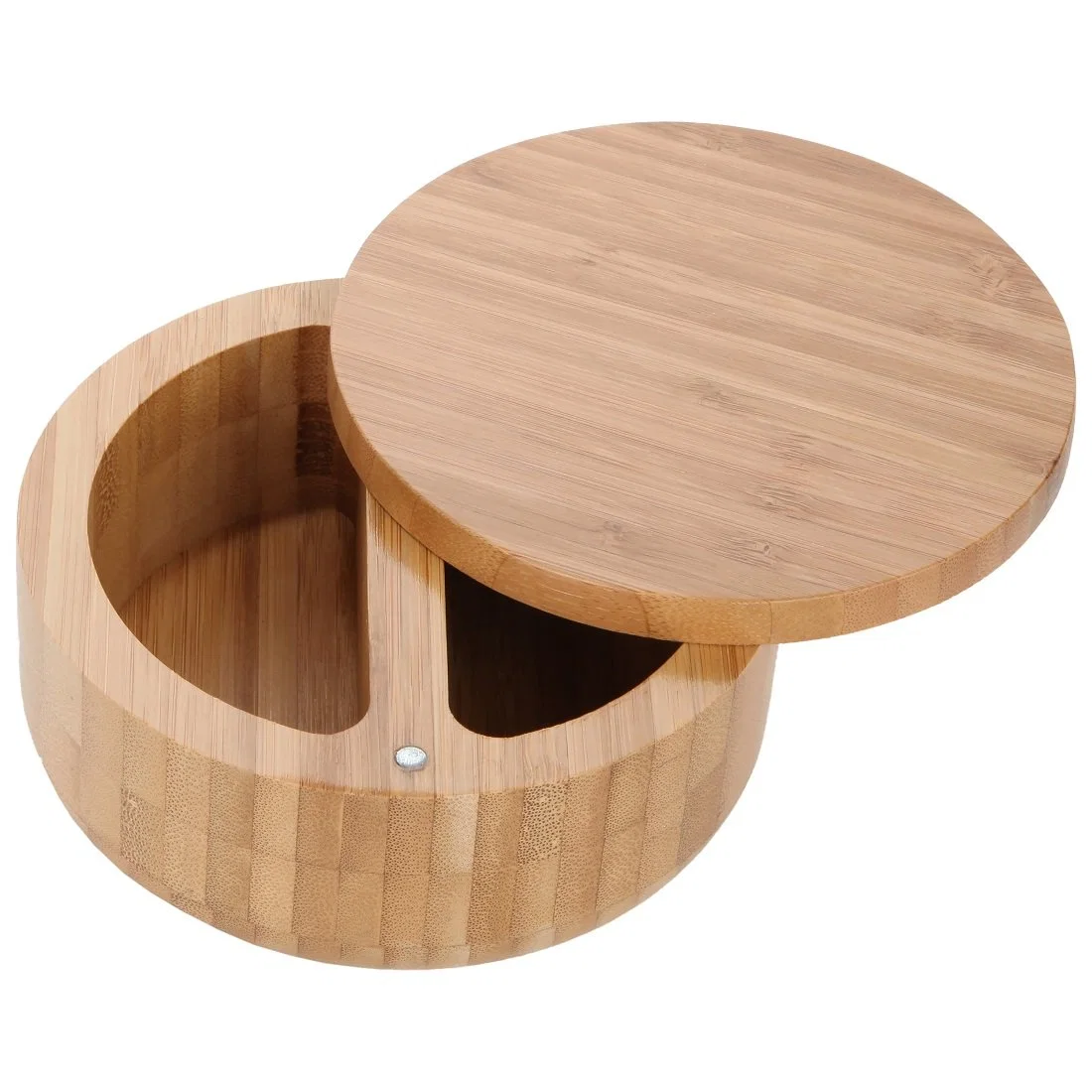 Amazon Kitchen Round 2 Compartment Wooden Salt Pepper Spice Jar Container Bamboo Salt Box