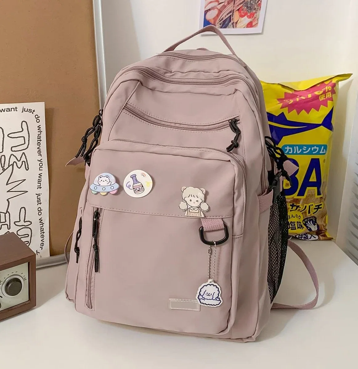 حقيبة ظهر جميلة بطابع جمالي لطلاب المدارس الإعدادية والفتيات المراهقات وحقائب الكتب المدرسية