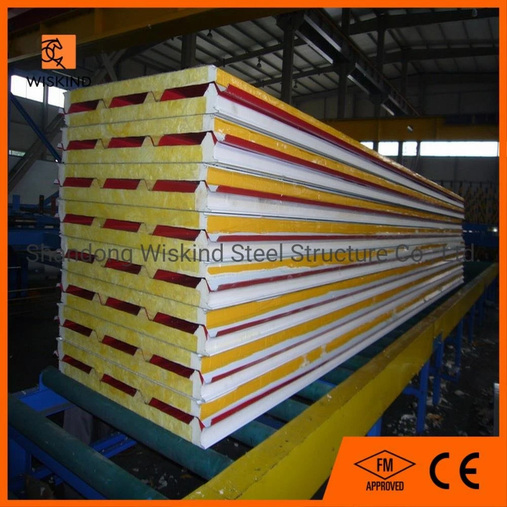 Fire Resistance/Sound Absorption Glass Wool Rock Wool Wall/Roof Composite Board for Steel Building with CE/FM