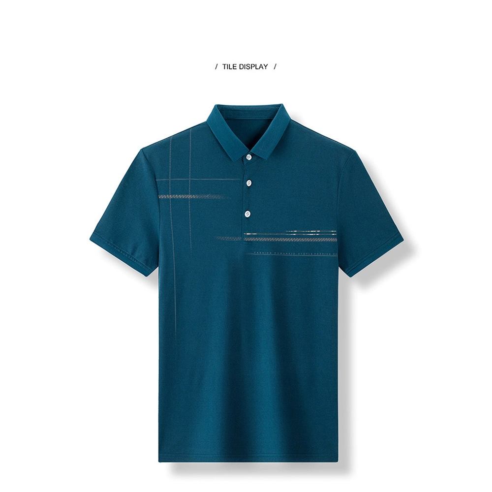 Summer Silk Thin Ice Silk Cotton Men T-Shirt Polo Shirt