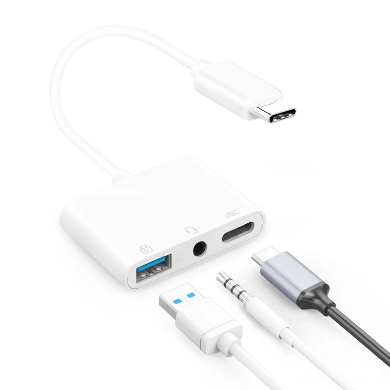 Anera Hot Selling 3 en 1 TypeC à 3,5 mm USB2.0 Carte son USB Type C de chargement de l'adaptateur audio externe PD