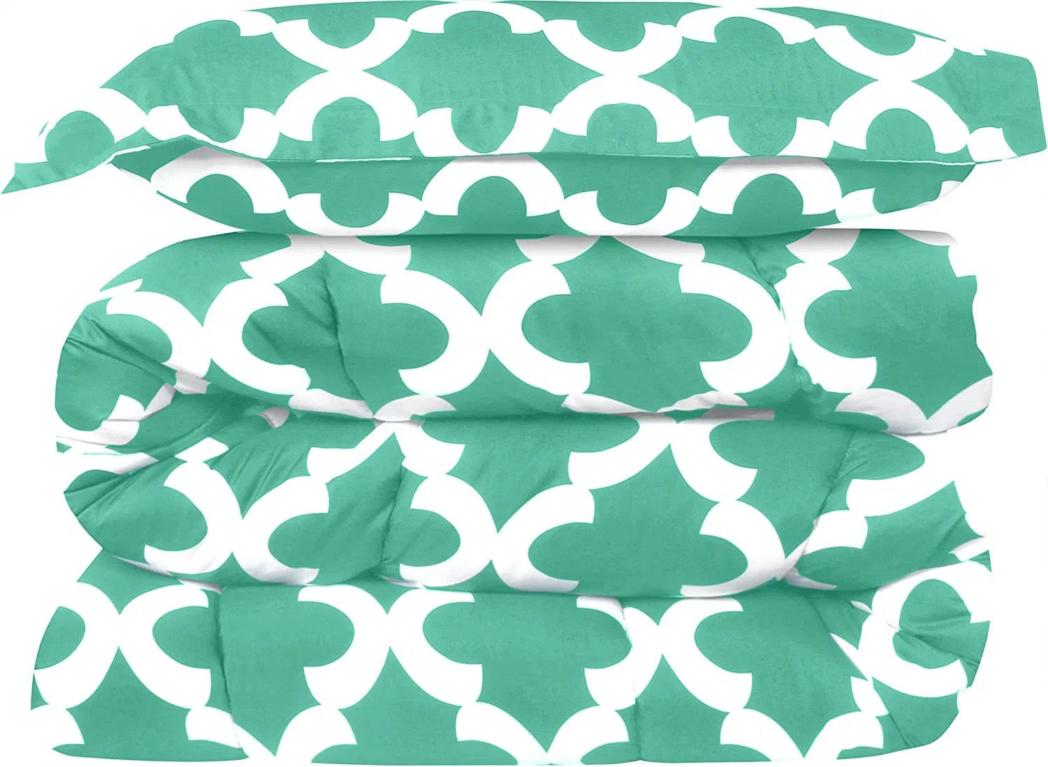 أسرّة الأطفال من نوع Twin لحاف (Quatrefoil Sea Green) مع بيلو شام - مجموعات من مفراش السرير - لأسفل لحاف بديل - ناعم ومريح