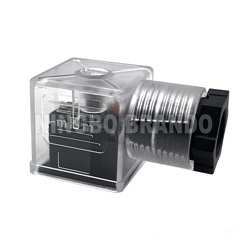 DIN43650A AC DC Transparent MPM 18mm IP65 2P+E 3P+E Solenoid Valve Coil Connector With LED DIN 43650A DIN 43650 Form A