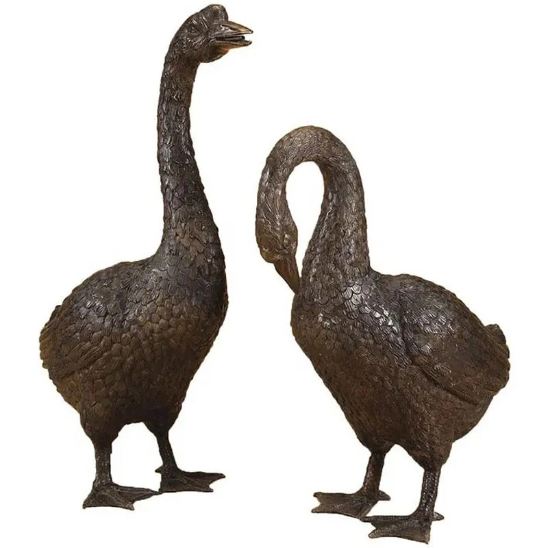 Bronze antique Animal Metal Craft Bronze Flying Geese Goose on Sculpture de main