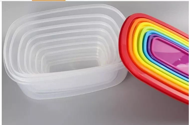 7pcs Multi Taille des contenants alimentaires imbriqués de rangement en plastique avec Rainbow couvercles