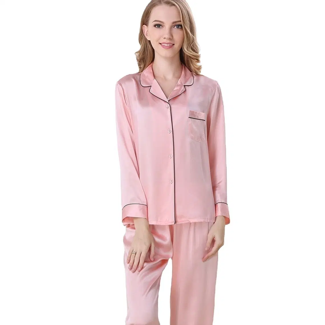 Hot Sale Luxury and Soft Silk Pajamas Women 100% Mulberries Nightwear 2 Pieces Suit Sleepwear