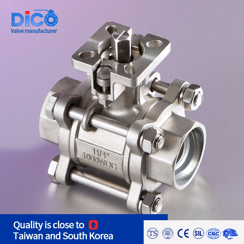 Dico Wenzhou 2 1/2" Socket Weld End Stainless Steel with ISO5211 Pad 3PC Ball Valve