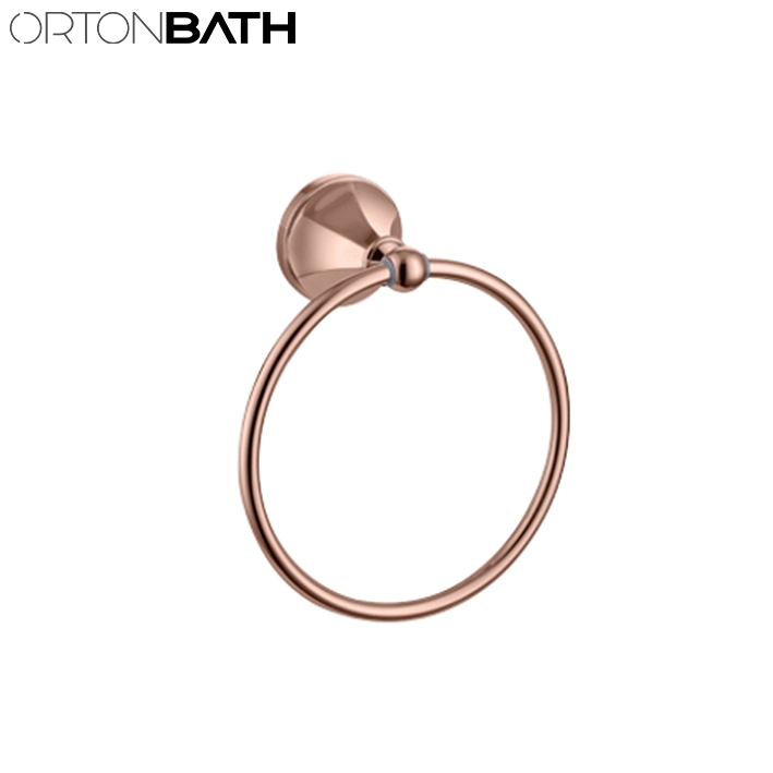 Ortonbath Pentagonal Basis Zink Ss Badezimmer Hardware-Set Rose Gold Toilettenpapierhalter, Handtuchring Badezimmer-Zubehör Wand Mtoilet Bürste Wandhalterung