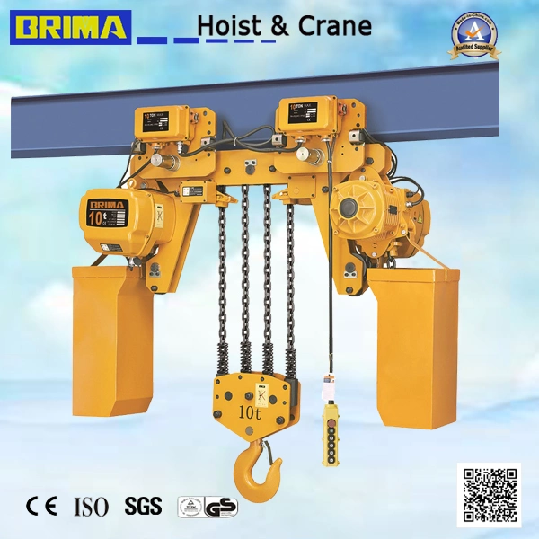 10t 4 Chain Falls Single Speed Electric Chain Hoist with Electric Trolley