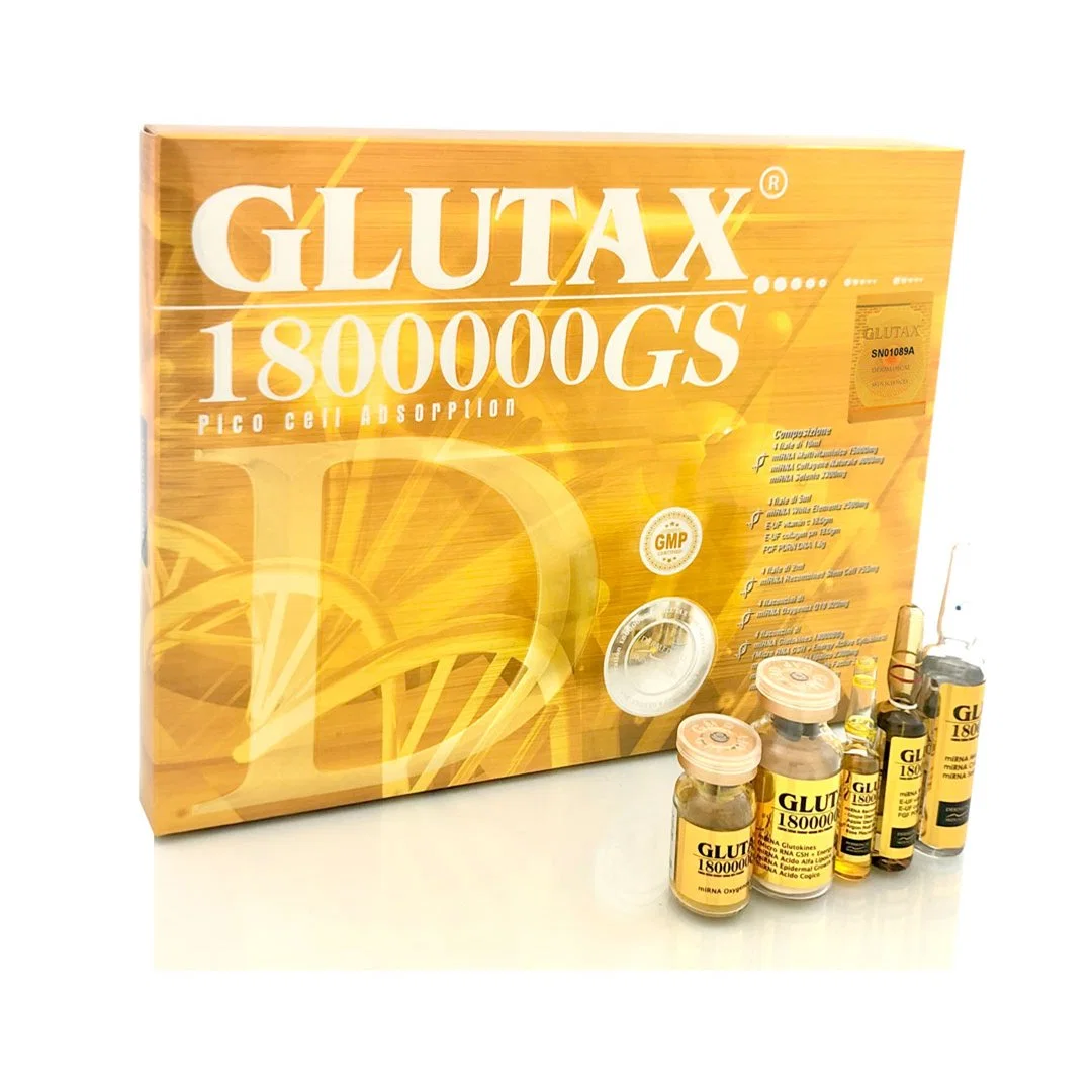 Directa de Fábrica el blanqueamiento de glutatión Glutax piel eficaz para la inyección IV 1800000Oro 70000GS GS 70000GM Luthione Cindella Set de productos de blanqueamiento de Italia