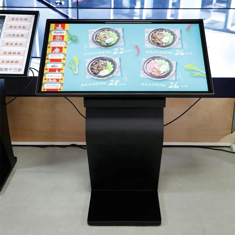 43 Inch K Shape Floor Standing Infrared Touch Screen 65 Inch LCD HD Full Ad Player Digital Signage Kiosk