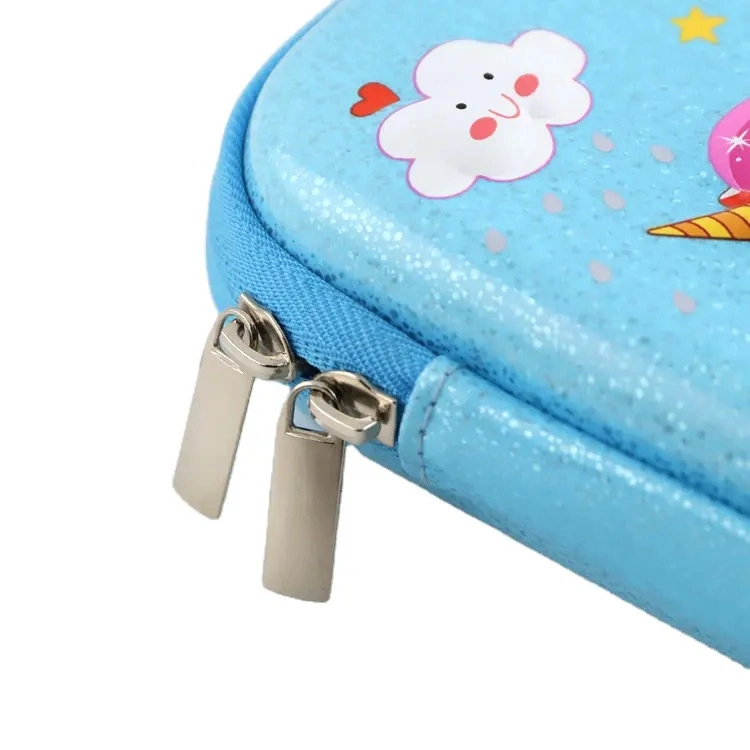 Unicorn Pencil-Box Cute Cartoon School Pencil Box Case of Storage for Kids 6 Pencils Plastic PU Double Zipper